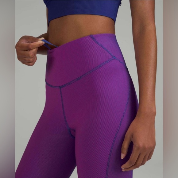 Lululemon Base Pace High-Rise Tight 25" *Two-Tone Ribbed in Psychic / Sonic Pink - Picture 1 of 8